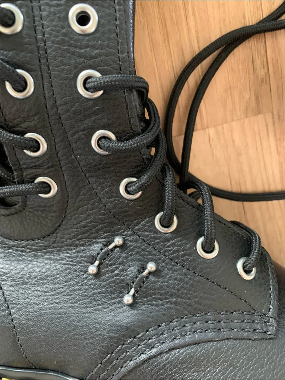NEW Dr Martens Virginia Max Eyelet Lace Up Leather Black Thigh High Boots Size 6